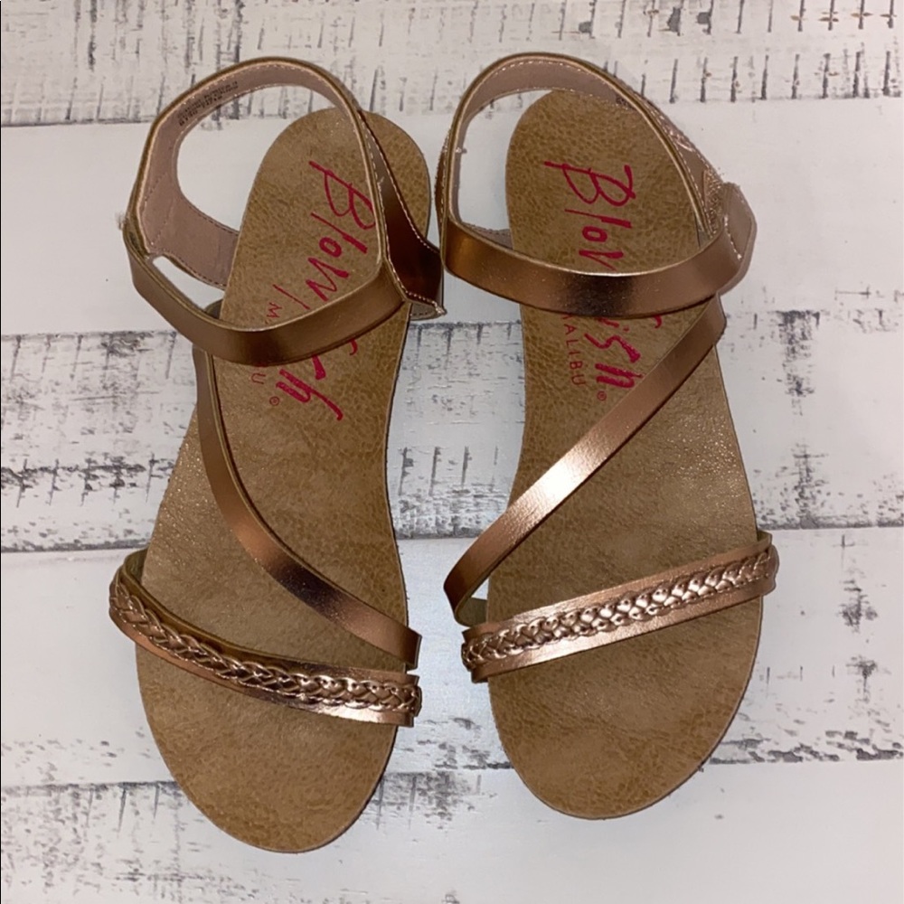 Girls Rose Gold Velcro Sandals